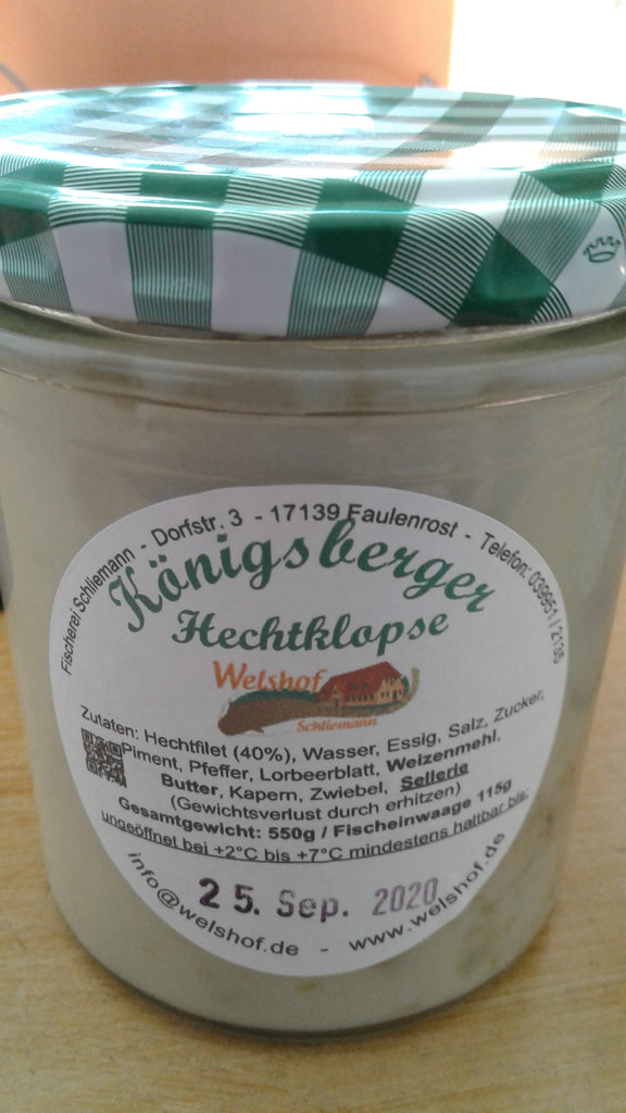 Hechtklopse Königsberger Art, im Glas